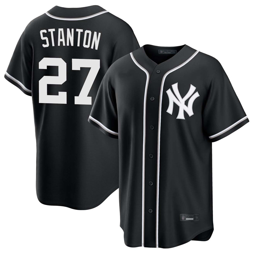Odoa NY.Yankees #27 Giancarlo Stanton Player Black Out Game Home Stitched Jerseys