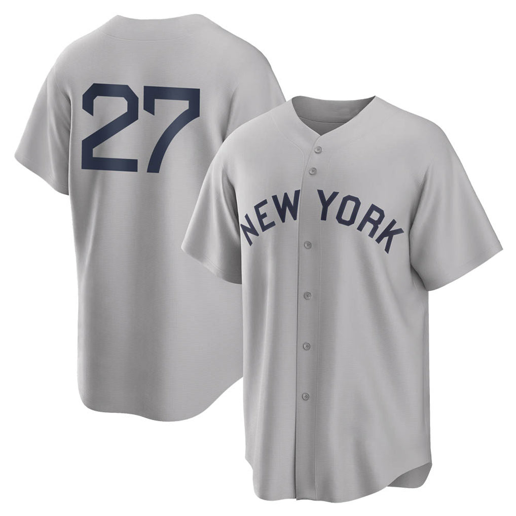 Odoa NY.Yankees #27 Giancarlo Stanton Player Gray Field of Dreams Game Stitched Jerseys