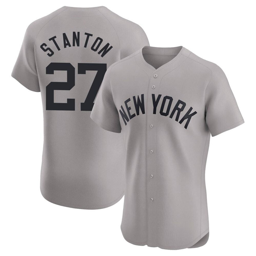 Odoa NY.Yankees #27 Giancarlo Stanton Player Gray Limited Elite Home Stitched Jerseys