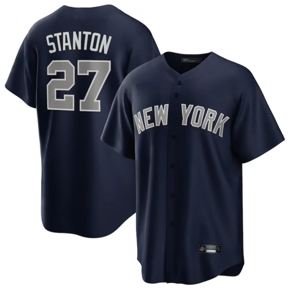 Odoa NY.Yankees #27 Giancarlo Stanton Player Navy Replica Game Stitched Jerseys