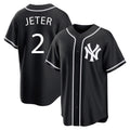 Odoa NY.Yankees #2 Derek Jeter Player Black Out Game Home Stitched Jerseys