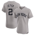 Odoa NY.Yankees #2 Derek Jeter Player Gray Limited Elite Home Stitched Jerseys