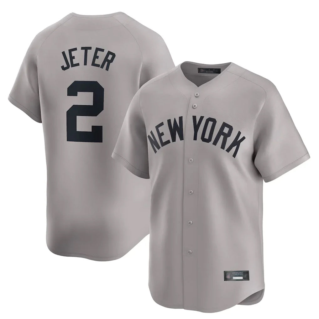 Odoa NY.Yankees #2 Derek Jeter Player Gray Limited Home Stitched Jerseys