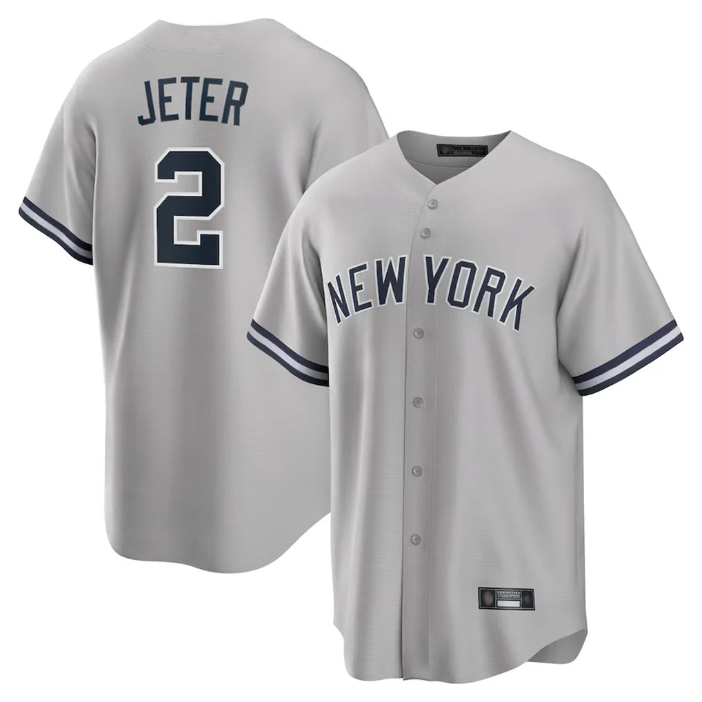 Odoa NY.Yankees #2 Derek Jeter Player Gray Road Game Stitched Jerseys