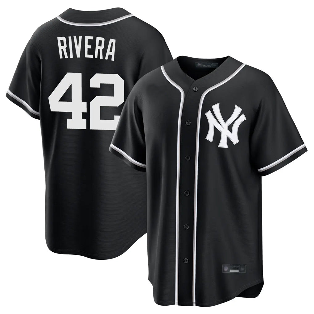 Odoa NY.Yankees #42 Mariano Rivera Player Black Out Game Home Stitched Jerseys