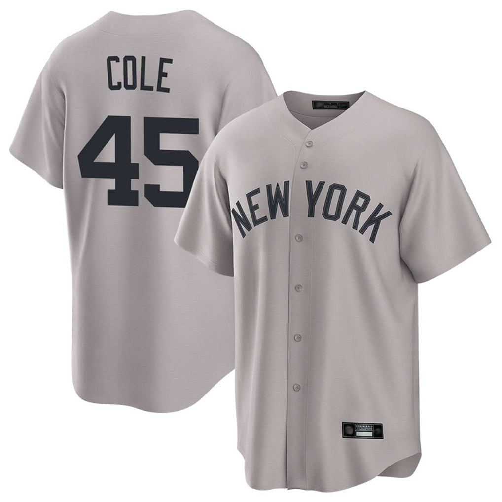 Odoa NY.Yankees #45 Gerrit Cole Player Gray Game Home Stitched Jerseys