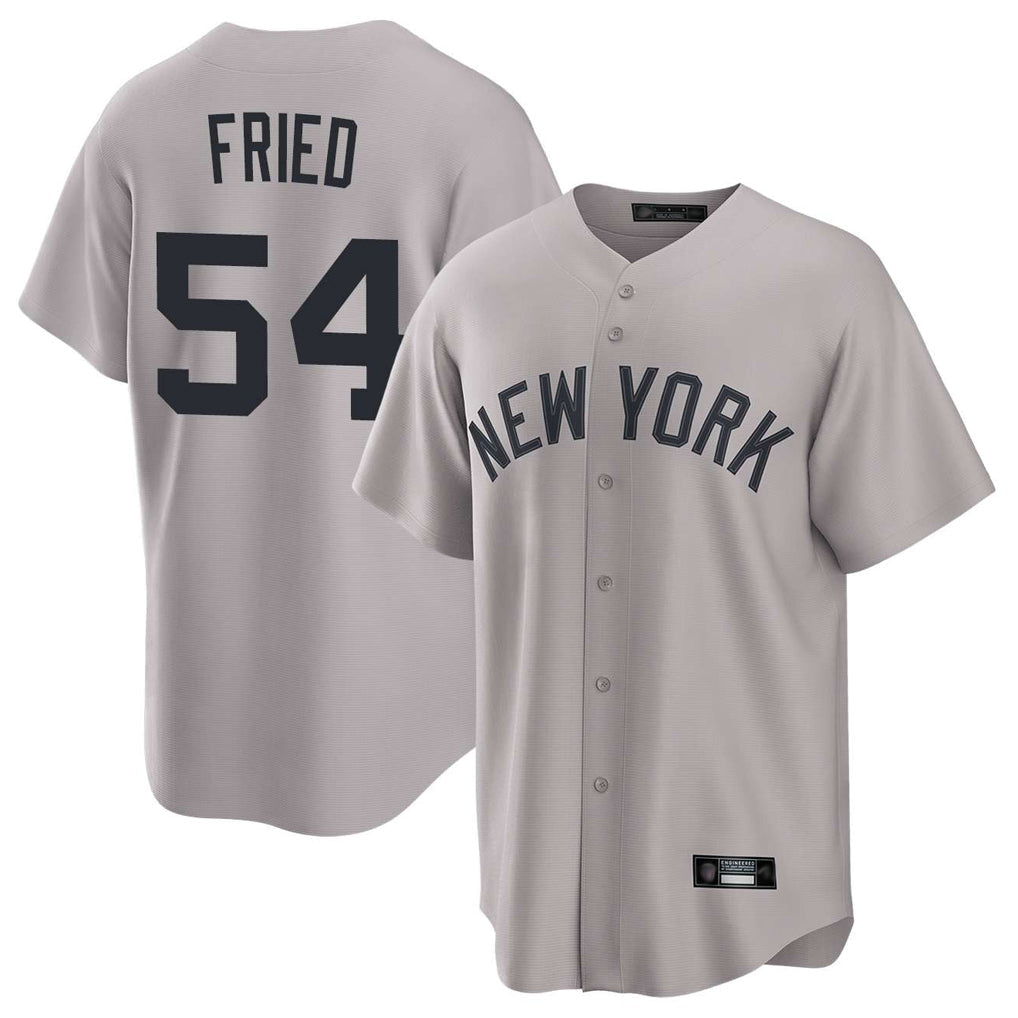 Odoa NY.Yankees #54 Max Fried Player Gray Game Home Stitched Jerseys