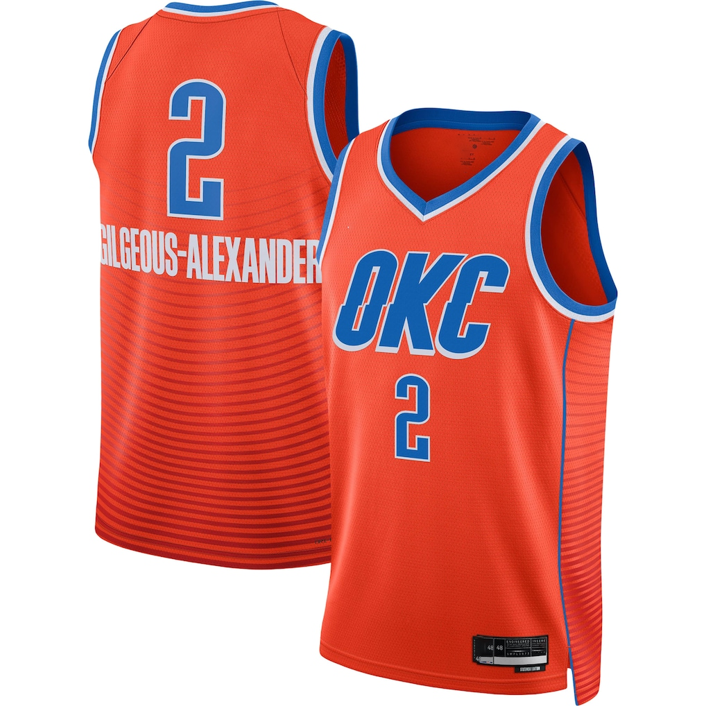 Odoa OC.Thunder #2 Shai Gilgeous-Alexander Orange Swingman Stitched Jerseys - Statement Edition