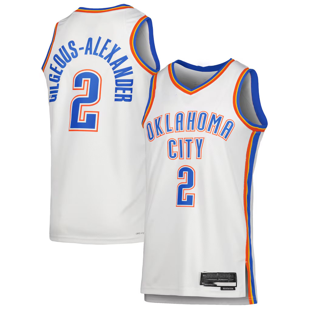 Odoa OC.Thunder #2 Shai Gilgeous-Alexander White Swingman Stitched Jerseys - Association Edition
