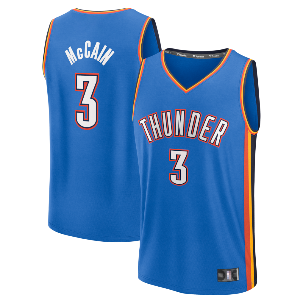 Odoa OC.Thunder #3 Jared McCain Blue Fast Break Replica Stitched Jerseys - Icon Edition