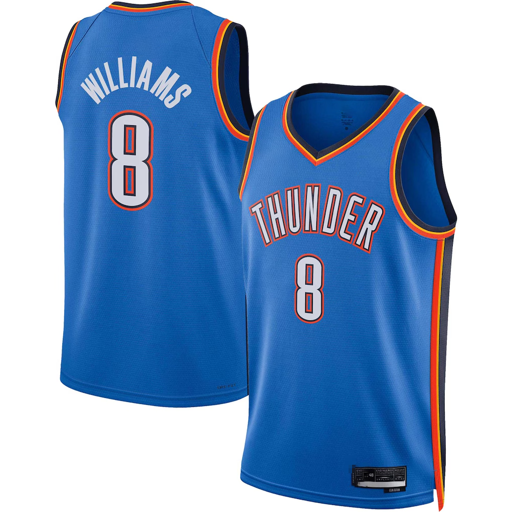 Odoa OC.Thunder #8 Jalen Williams Blue Swingman Stitched Jerseys - Icon Edition