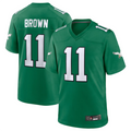 Odoa P.Eagles #11 A.J. Brown Green Alternate Game Player Stitched American Stitched Jerseys