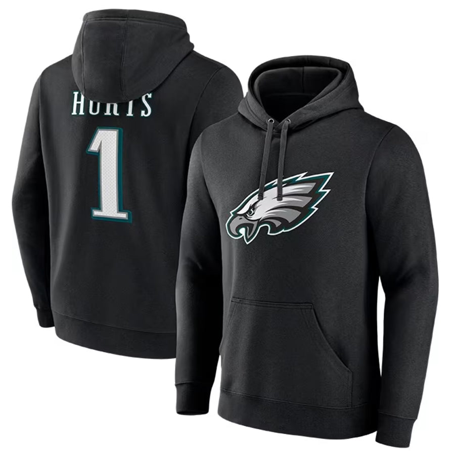 Odoa P.Eagles #1 Jalen Hurts Player Black Military Hoodie Game Stitched Jerseys