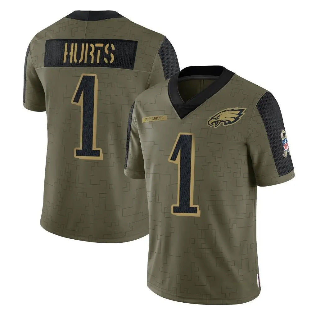 Odoa P.Eagles #1 Jalen Hurts Player Olive Salute To Service Limited Game Stitched Jerseys