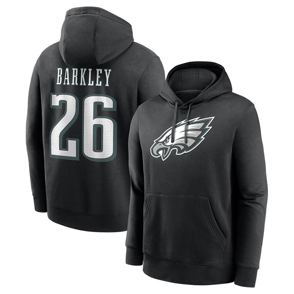 Odoa P.Eagles #26 Saquon Barkley Player Black Pullover Hoodies Home Game Stitched Jerseys