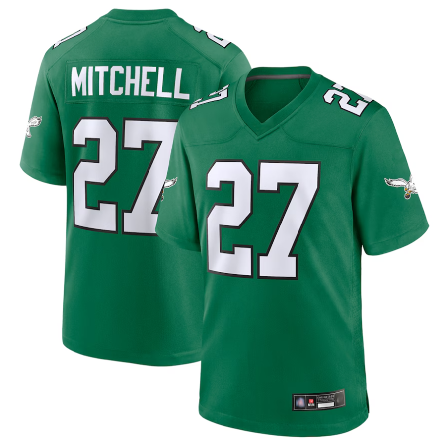 Odoa P.Eagles #27 Quinyon Mitchell Player Kelly Green Replica Game Stitched Jerseys