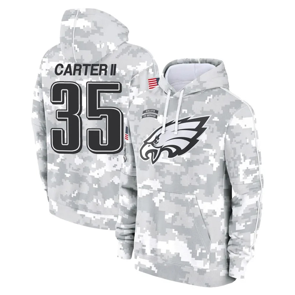 Odoa P.Eagles #35 Michael Carter II Player Arctic Camo Salute to Service Pullover Hoodies Limited Game Stitched Jerseys