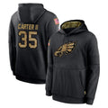Odoa P.Eagles #35 Michael Carter II Player Black Salute to Service Hoodies Limited Game Stitched Jerseys