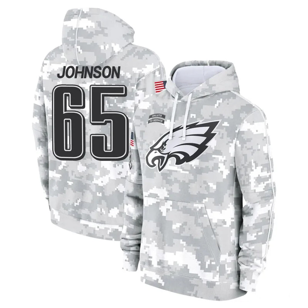 Odoa P.Eagles #65 Lane Johnson Player Arctic Camo Salute to Service Pullover Hoodies Limited Game Stitched Jerseys