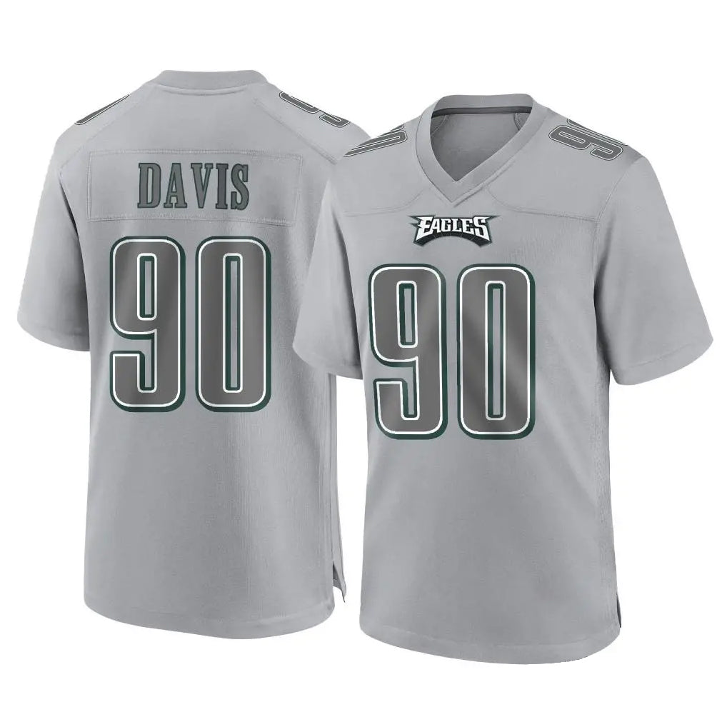 Odoa P.Eagles #90 Jordan Davis Player Gray Atmosphere Fashion Home Game Stitched Jerseys