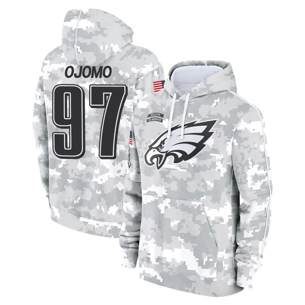 Odoa P.Eagles #97 Moro Ojomo Player Arctic Camo Salute to Service Pullover Hoodies Limited Game Stitched Jerseys