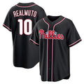 Odoa P.Phillies #10 J.T. Realmuto Player Black Fashion Out Home Game Stitched Jerseys