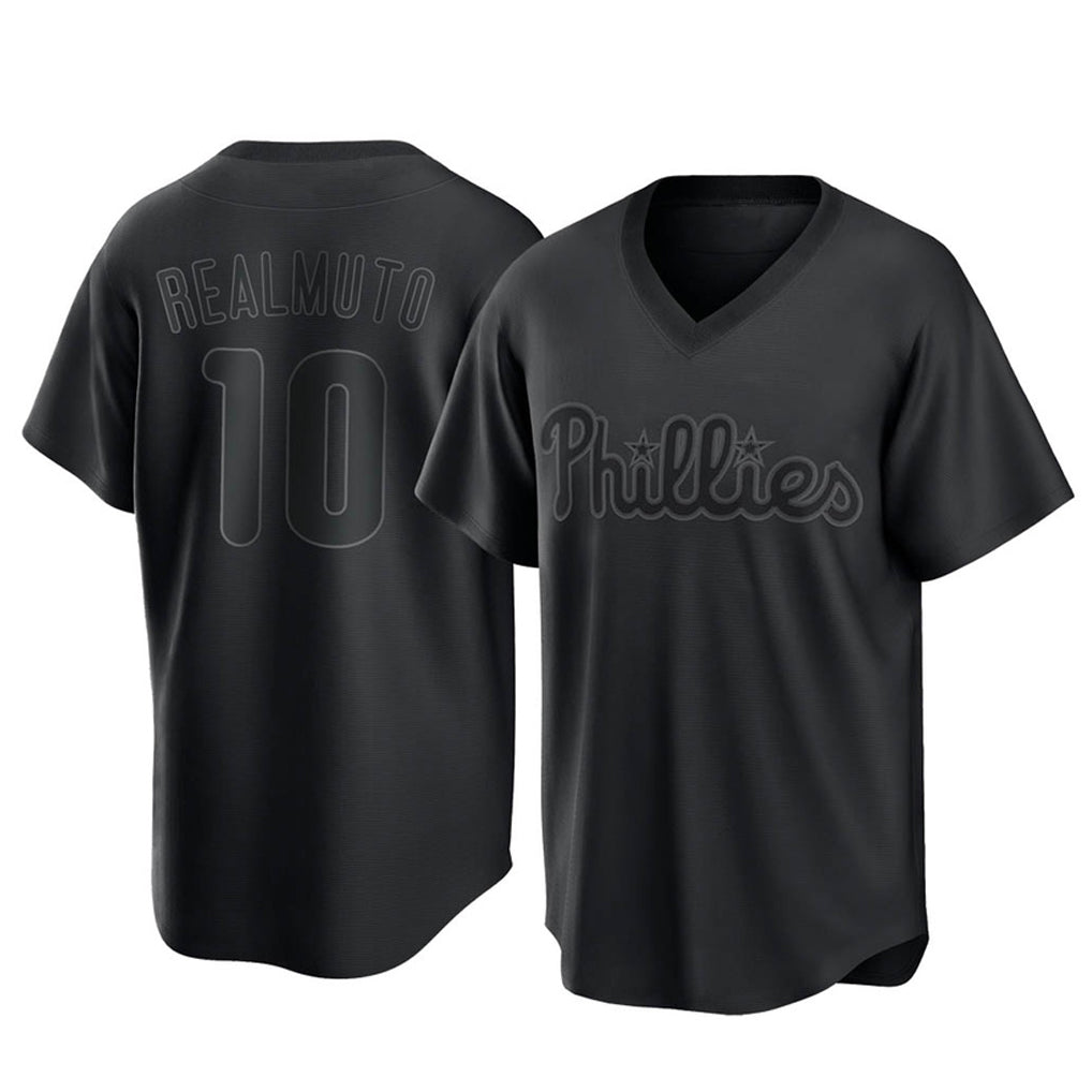 Odoa P.Phillies #10 J.T. Realmuto Player Black Pitch Fashion Limited T-shirt Stitched Jerseys