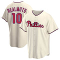 Odoa P.Phillies #10 J.T. Realmuto Player Cream Home Game Stitched Jerseys