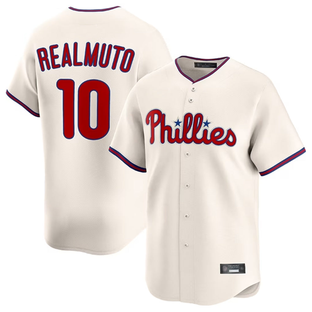 Odoa P.Phillies #10 J.T. Realmuto Player Cream Home Limited Stitched Jerseys