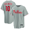 Odoa P.Phillies #10 J.T. Realmuto Player Gray Home Game Stitched Jerseys