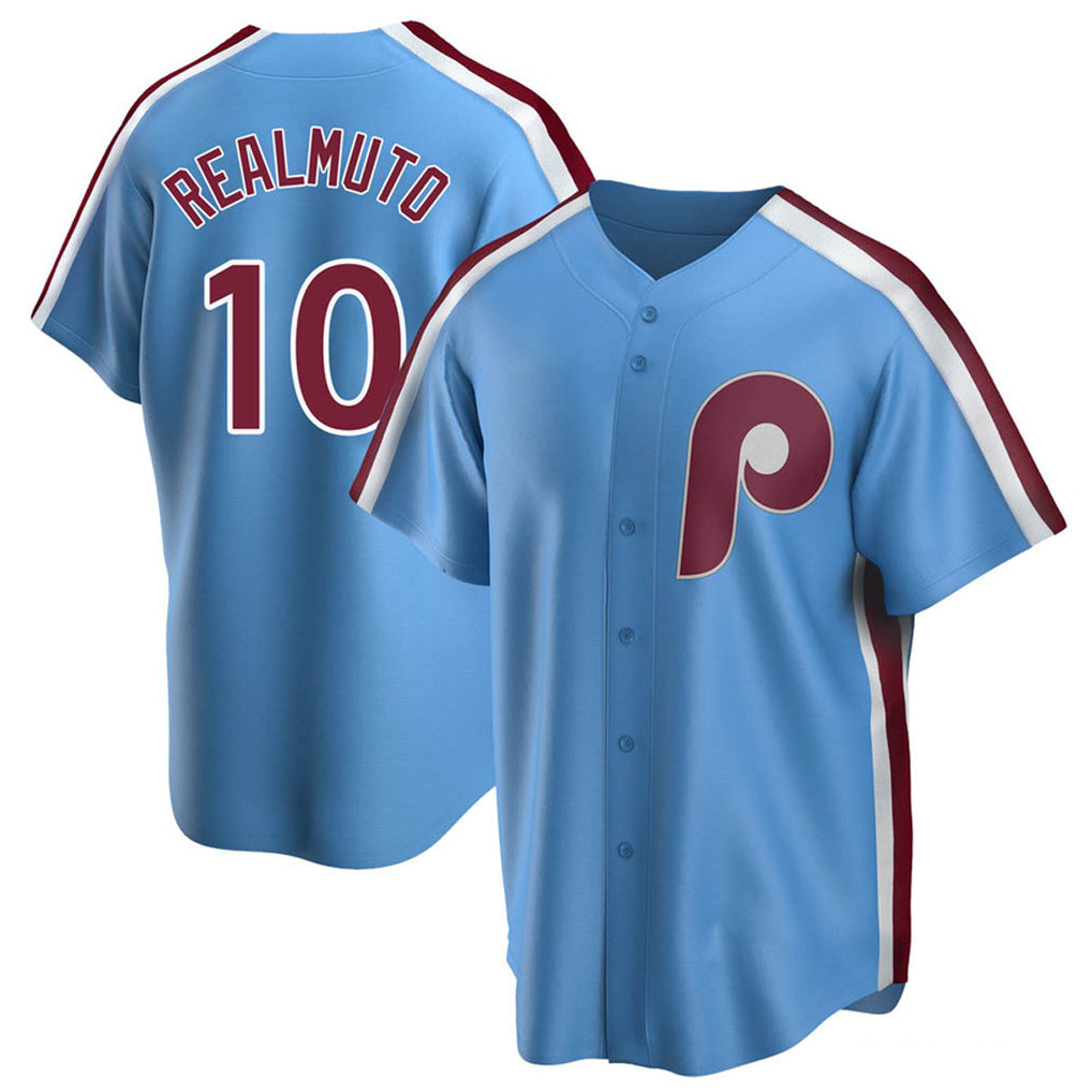 Odoa P.Phillies #10 J.T. Realmuto Player Light Blue Replica Game Stitched Jerseys