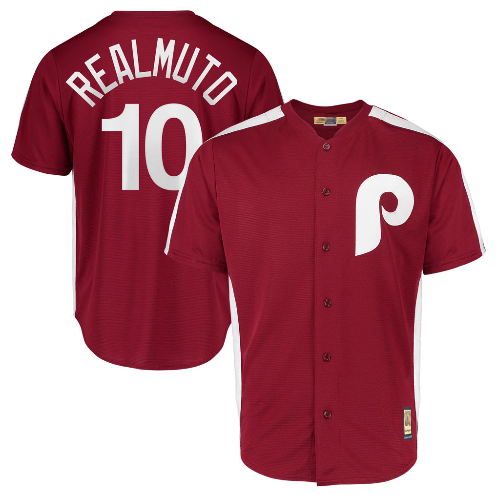 Odoa P.Phillies #10 J.T. Realmuto Player Red Cooperstown Collection Limited Home Stitched Jerseys