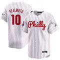 Odoa P.Phillies #10 J.T. Realmuto Player White Pinstripe Phillies & Eagles Vapor Premier Limited Stitched Jerseys