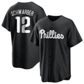 Odoa P.Phillies #12 Kyle Schwarber Player Black Alt Fashion Home Game Stitched Jerseys