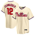 Odoa P.Phillies #12 Kyle Schwarber Player Cream Home Game Stitched Jerseys