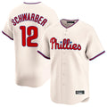 Odoa P.Phillies #12 Kyle Schwarber Player Cream Home Limited Stitched Jerseys