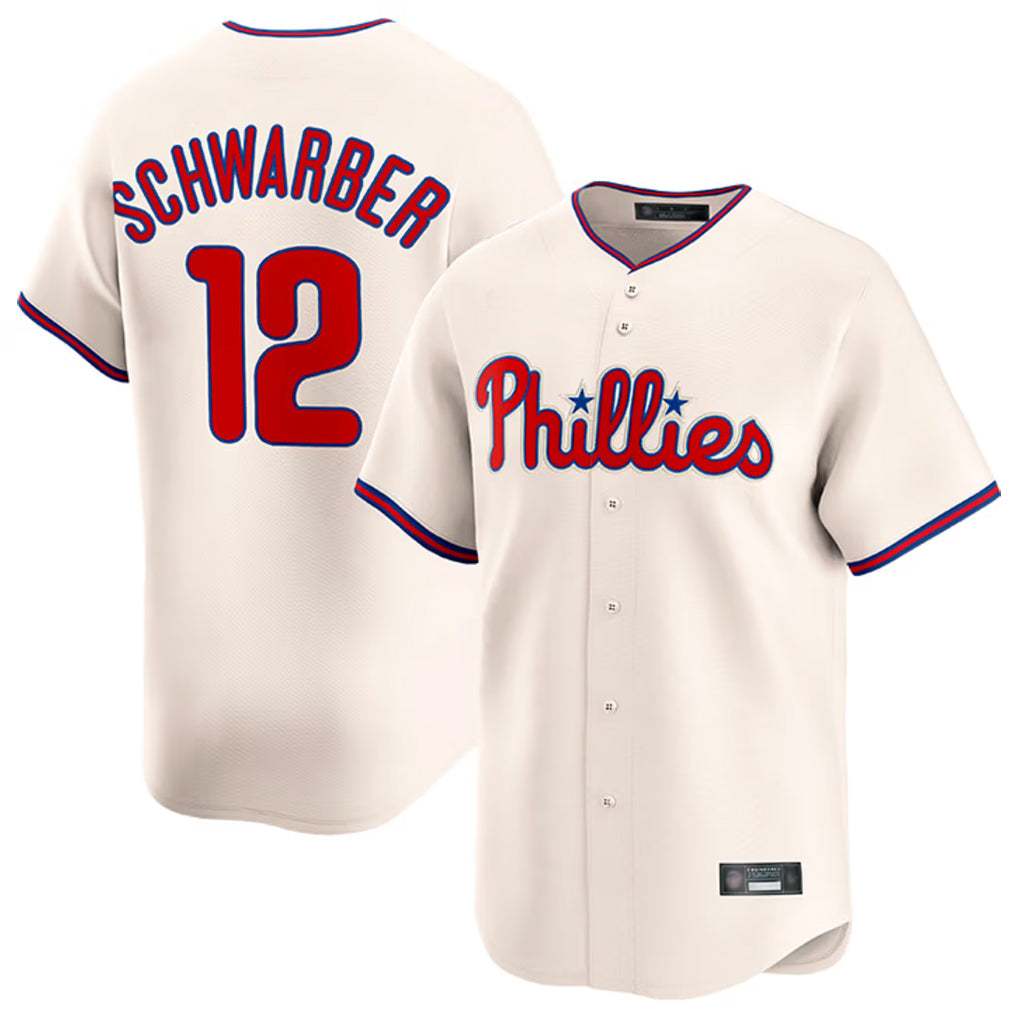 Odoa P.Phillies #12 Kyle Schwarber Player Cream Home Limited Stitched Jerseys
