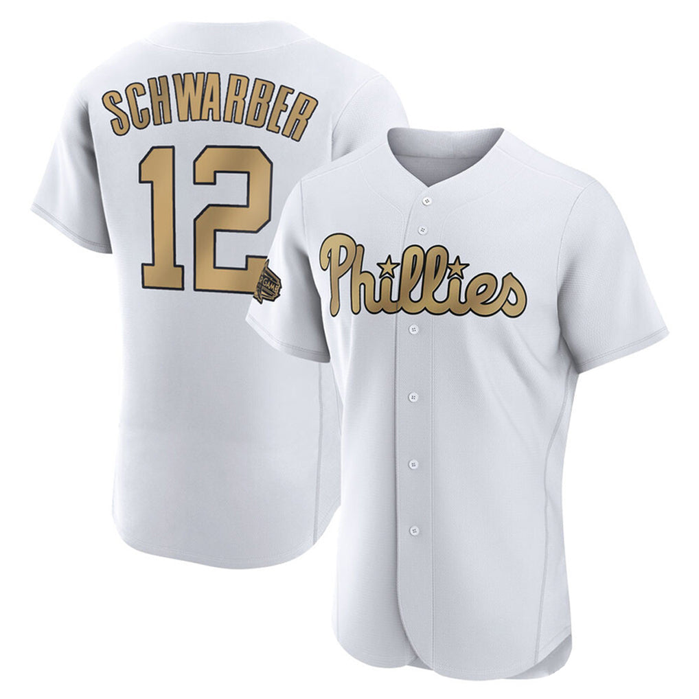 Odoa P.Phillies #12 Kyle Schwarber Player Gold All-Star Home Limited Elite Stitched Jerseys