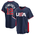 Odoa P.Phillies #12 Kyle Schwarber Player Navy USA World Classic Game Limited Stitched Jerseys