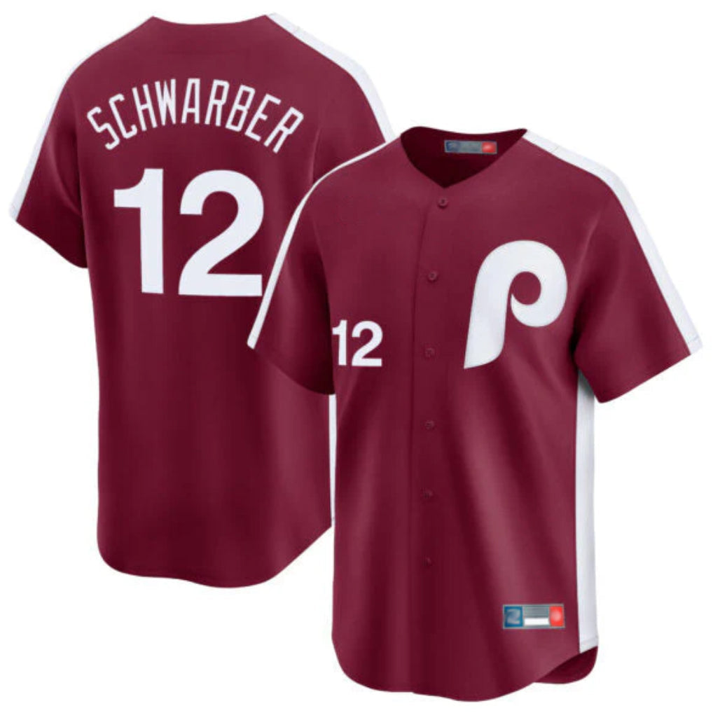 Odoa P.Phillies #12 Kyle Schwarber Player Red Cooperstown Collection Limited Home Stitched Jerseys
