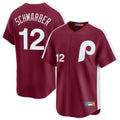 Odoa P.Phillies #12 Kyle Schwarber Player Red Cooperstown Collection Limited Home Stitched Jerseys