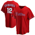 Odoa P.Phillies #12 Kyle Schwarber Player Red Home Game Stitched Jerseys