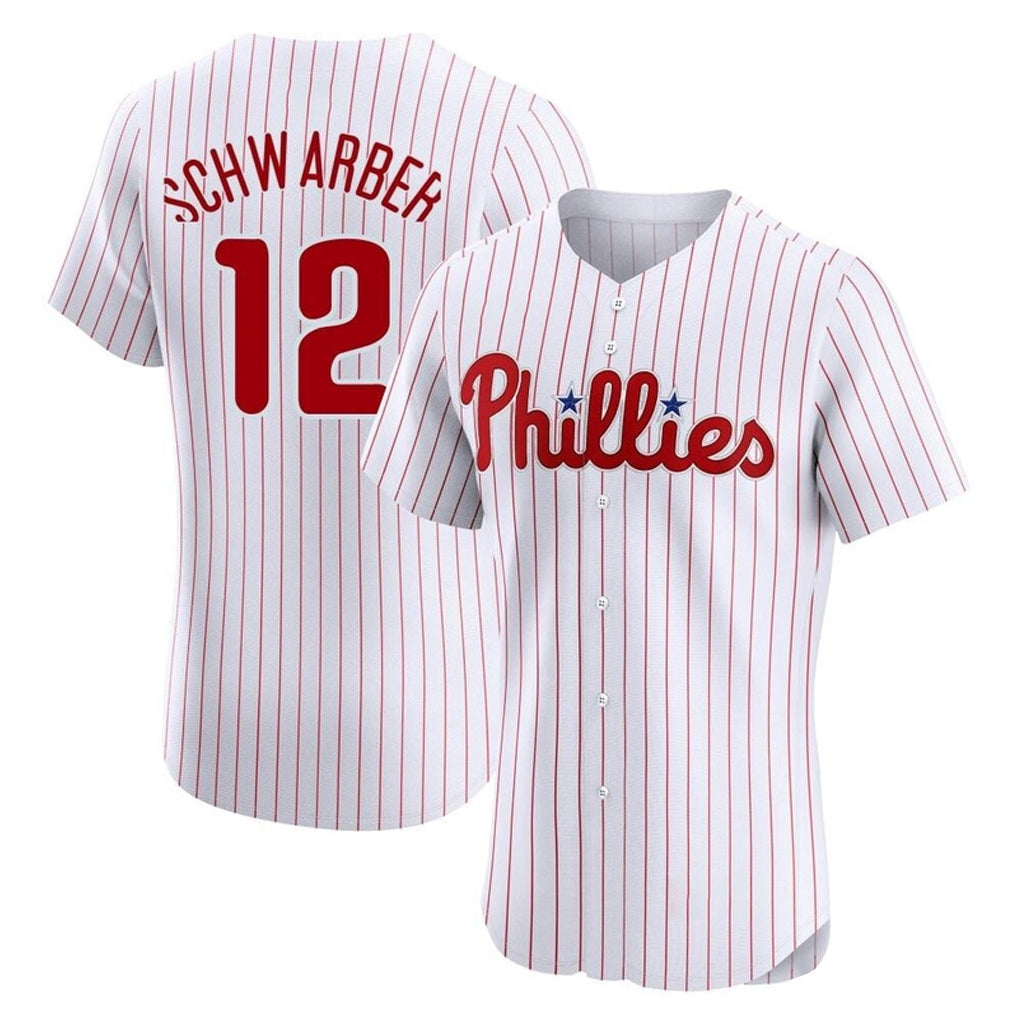 Odoa P.Phillies #12 Kyle Schwarber Player White Home Limited Elite Stitched Jerseys