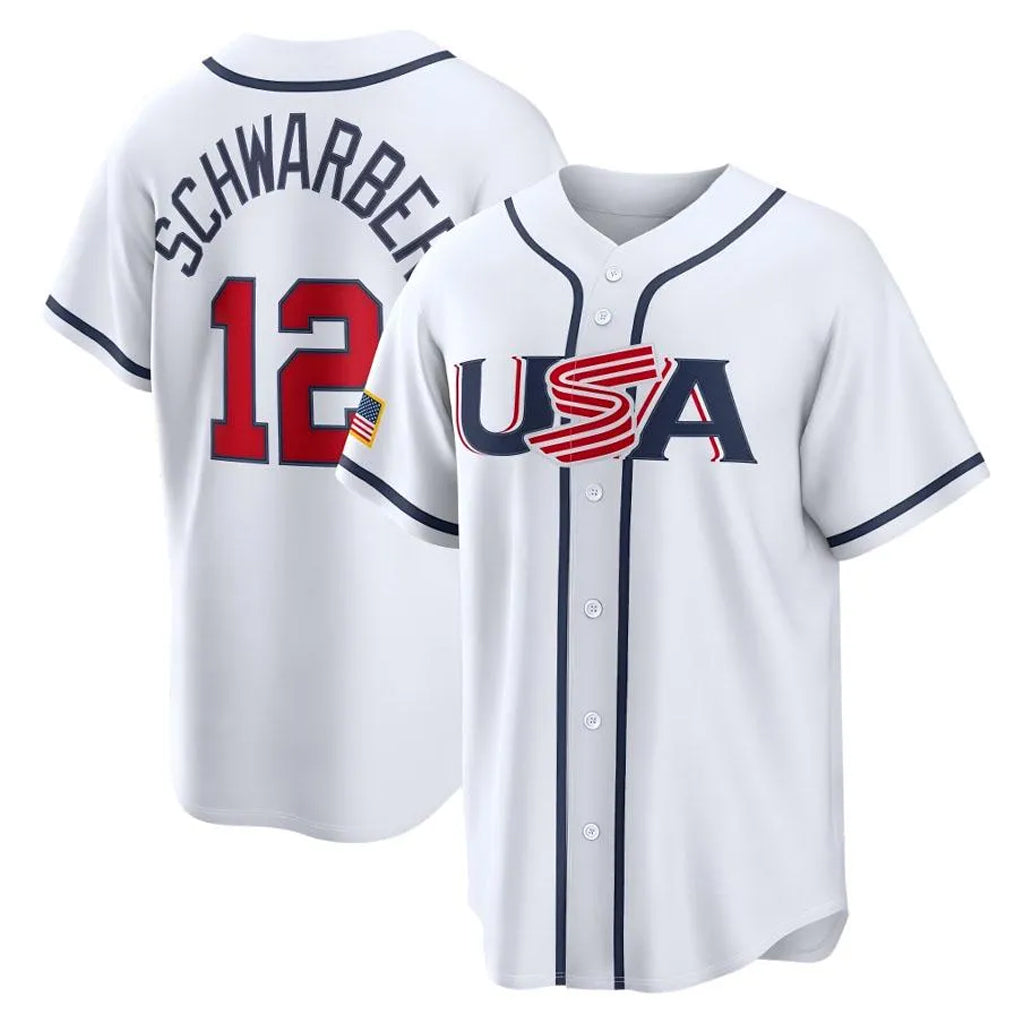 Odoa P.Phillies #12 Kyle Schwarber Player White USA World Classic Game Limited Stitched Jerseys