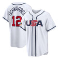 Odoa P.Phillies #12 Kyle Schwarber Player White USA World Classic Game Limited Stitched Jerseys