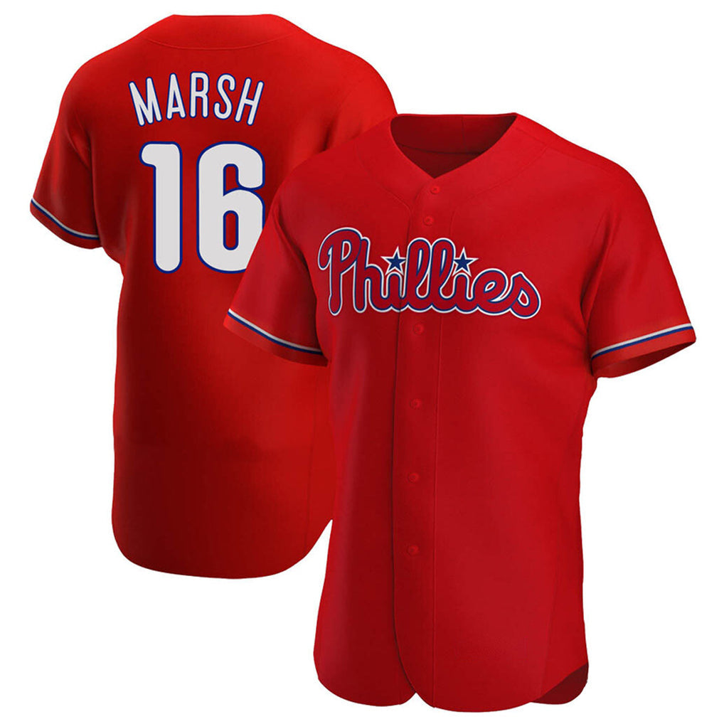 Odoa P.Phillies #16 Brandon Marsh Player Red Home Limited Elite Stitched Jerseys