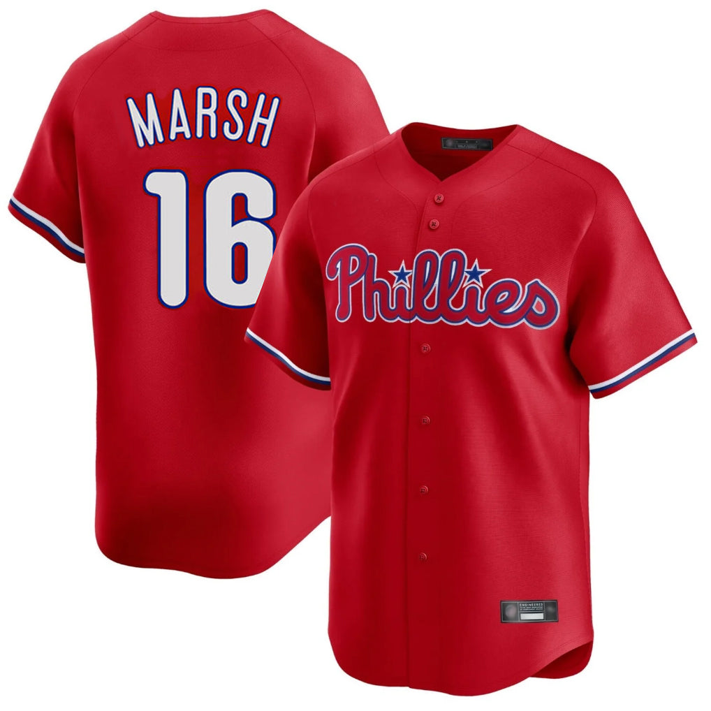 Odoa P.Phillies #16 Brandon Marsh Player Red Home Limited Stitched Jerseys