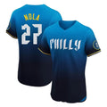 Odoa P.Phillies #27 Aaron Nola Player Blue City Connect Home Limited Elite Stitched Jerseys