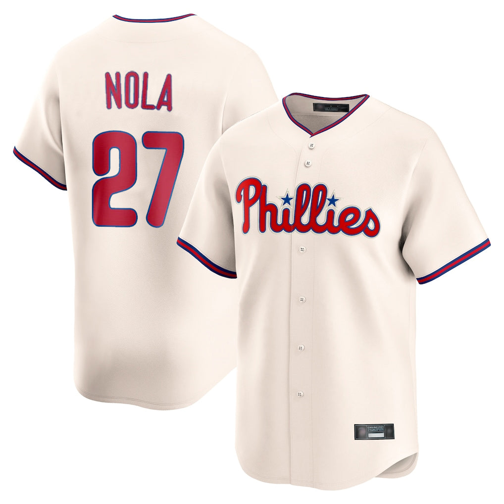 Odoa P.Phillies #27 Aaron Nola Player Cream Home Limited Stitched Jerseys