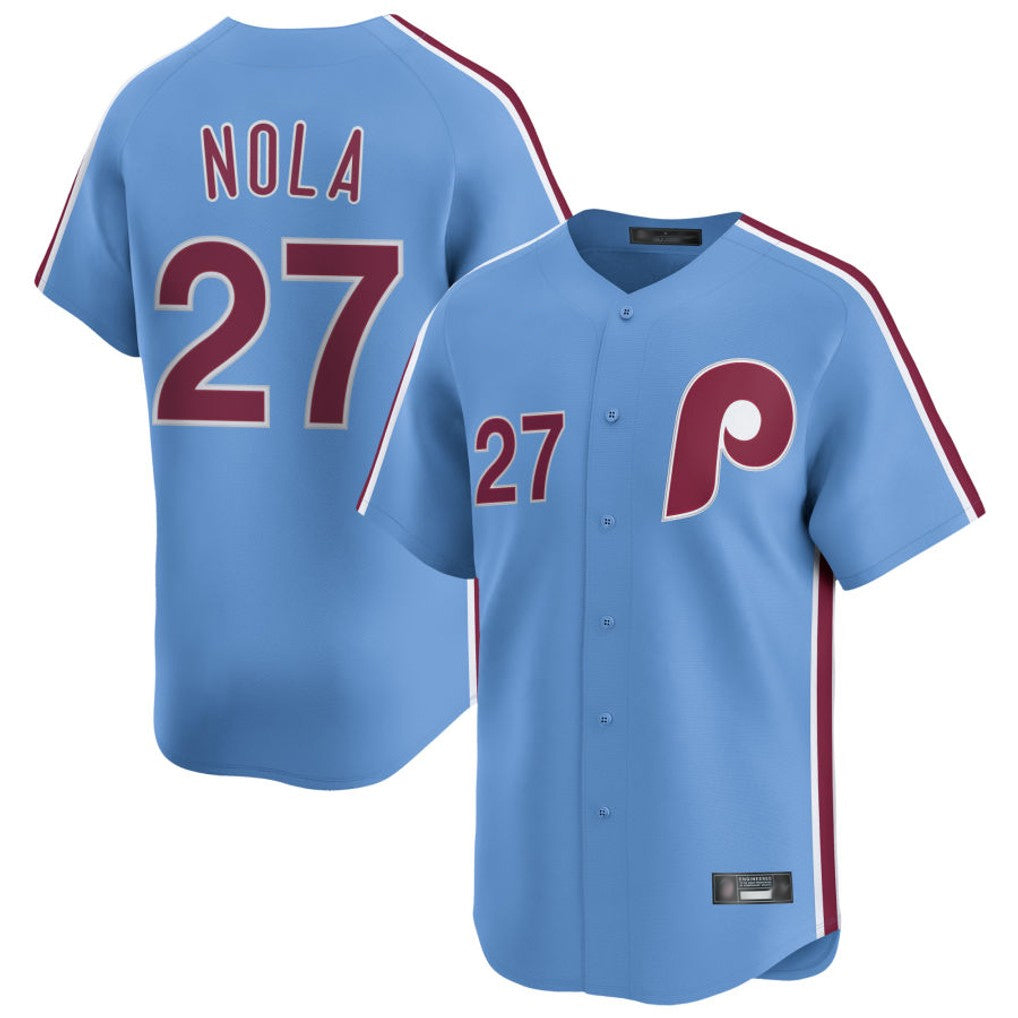 Odoa P.Phillies #27 Aaron Nola Player Light Blue Home Limited Stitched Jerseys